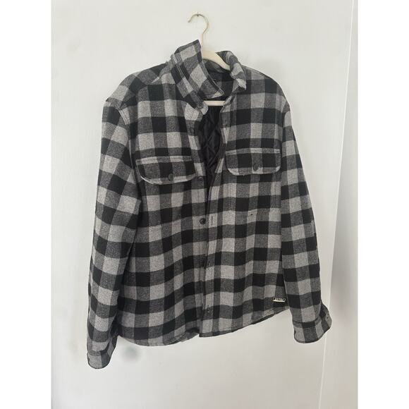 JACHS Men's Buffalo Plaid Wool Blend Shirt Jacket Black Gray XL - Picture 1 of 9